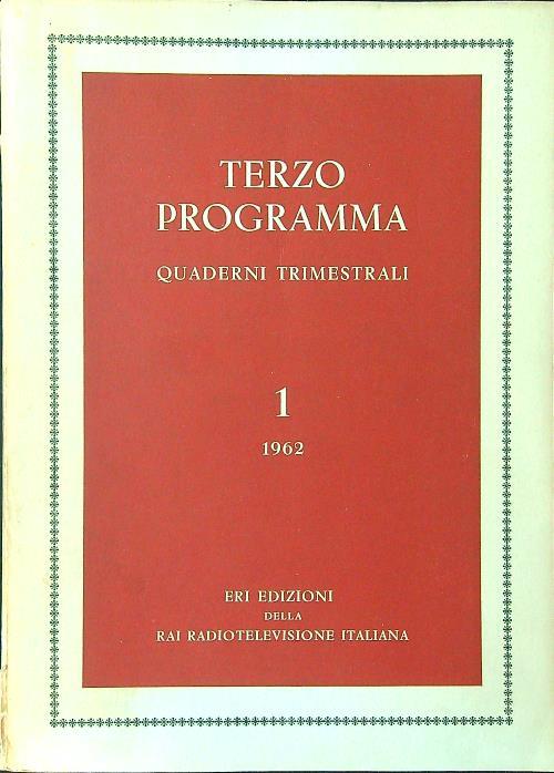 Terzo programma quaderni trimestrali 1/1962