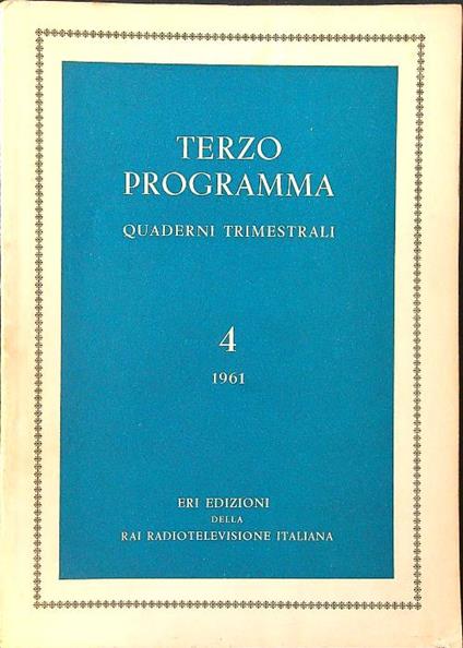 Terzo programma quaderni trimestrali 4/1961 - copertina
