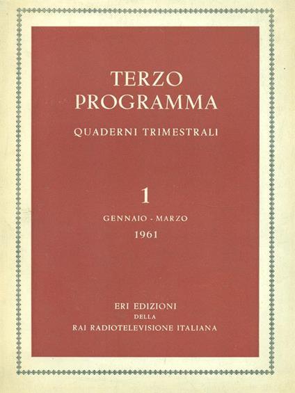 Terzo programma quaderni trimestrali 1/gennaio-marzo 1961 - copertina