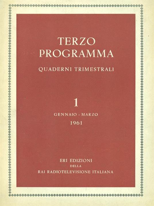 Terzo programma quaderni trimestrali 1/gennaio-marzo 1961 - copertina