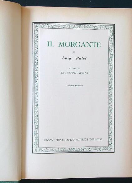 Il morgante volume secondo - Luigi Pulci - copertina