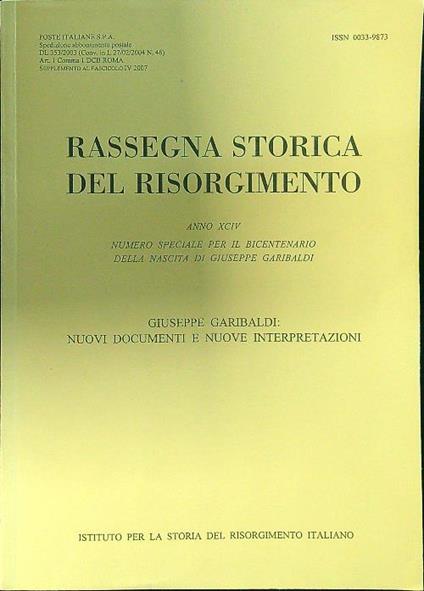 Rassegna storica del Risorgimento Anno XCVI Numero speciale per il bicentenario - copertina