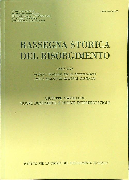 Rassegna storica del Risorgimento Anno XCVI Numero speciale per il bicentenario - copertina