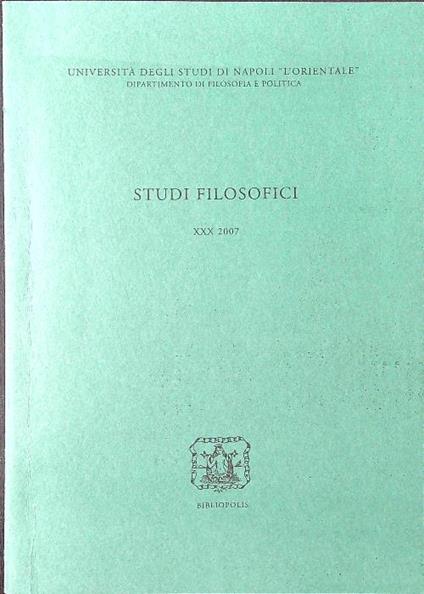 Studi filosofici XXX 2007 - copertina