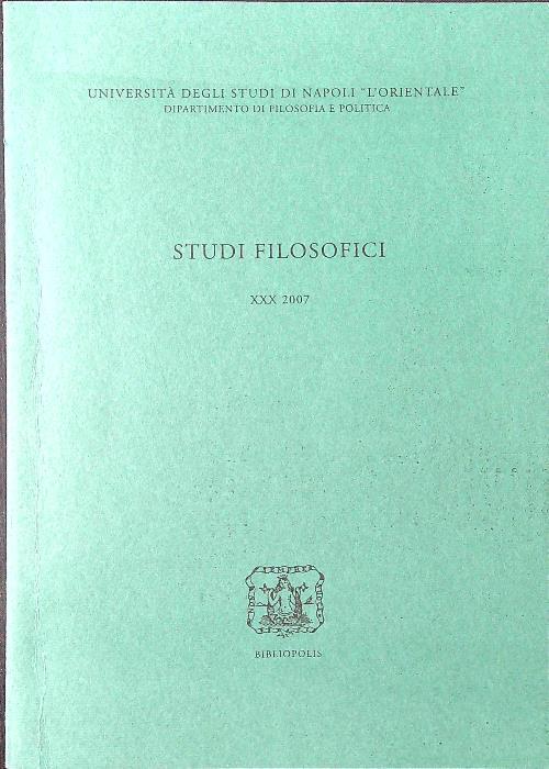 Studi filosofici XXX 2007