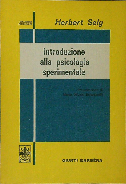 Introduzione alla psicologia sperimentale - Herbert Selg - copertina