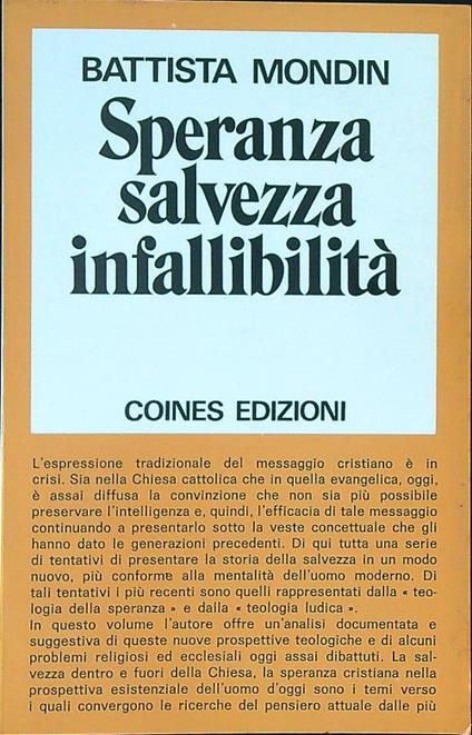 Speranza salvezza infallibilità - Battista Mondin - copertina
