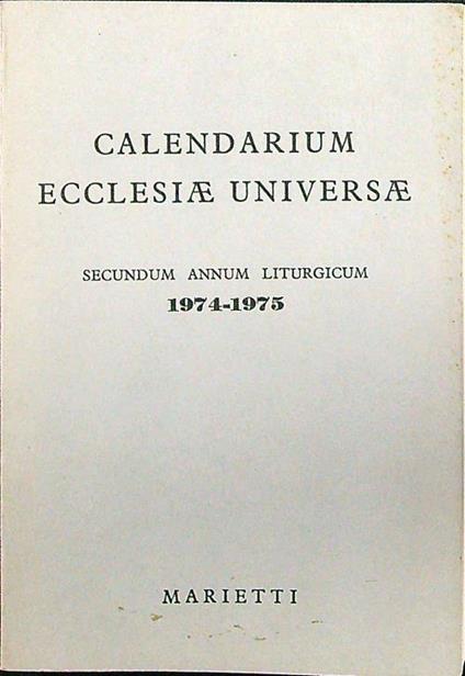 Calendarium ecclesiae universae 1974-1975 - copertina