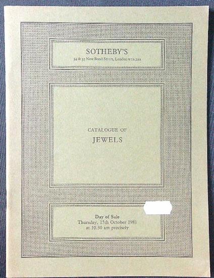 Sotheby's Sale London 15th October 1981 - copertina