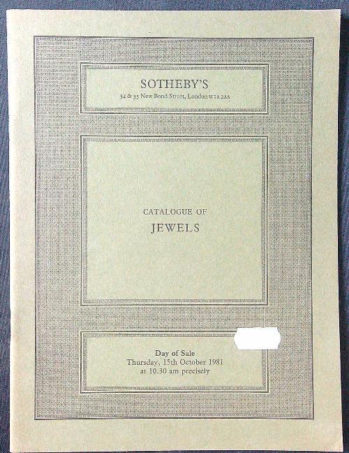 Sotheby's Sale London 15th October 1981 - copertina