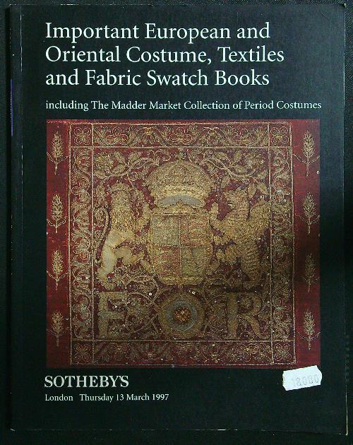 Important european and oriental costume, textiles and fabric swatch books