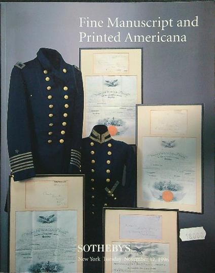Fine manuscript and printed americana november 12, 1996 - copertina