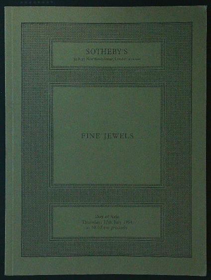 Sotheby's Sale 12th July 1984 Fine Jewels - copertina