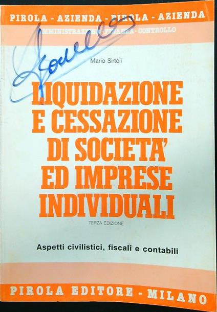 Liquidazione e cessazione di società ed imprese individuali - Mario Sirtoli - copertina
