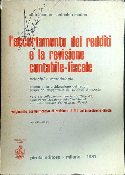 L' accertamento dei redditi e la revisione contabile-fiscale - Imanon - copertina