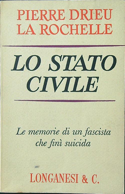 Lo stato civile - Pierre Drieu La Rochelle - copertina