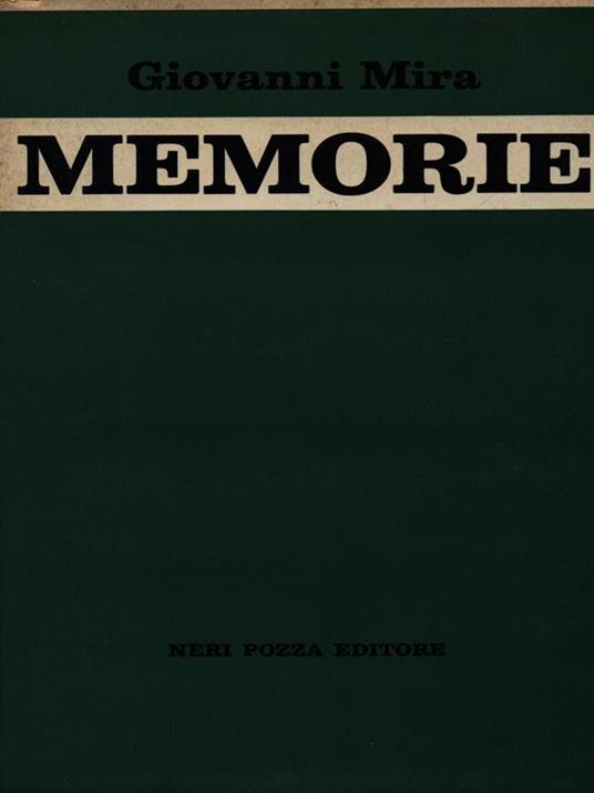 Memorie - Giovanni Mira - copertina