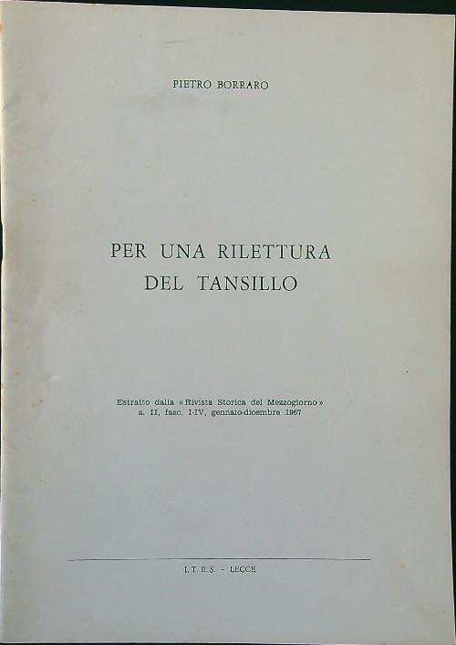 Per una rilettura del Tansillo