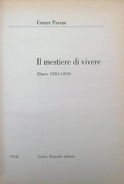 Il mestiere di vivere - Cesare Pavese - copertina