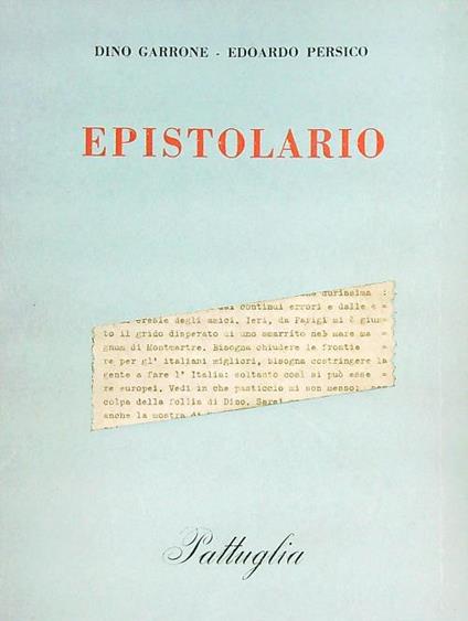 Epistolario - Dino Garrone - copertina