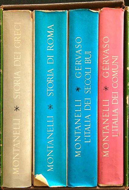 Storia dei greci - Storia di Roma - L'Italia dei secoli bui - L'Italia dei comuni 4vv - Montanelli - copertina
