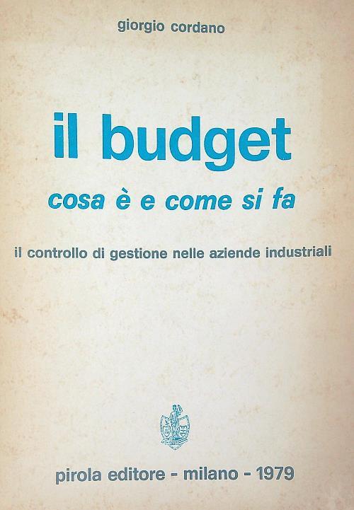Il budget cosa è e come si fa - Giorgio Cordano - copertina