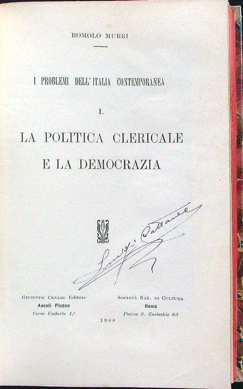 La politica clericale e la democrazia - Romolo Murri - copertina