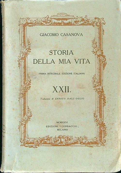 Storia della mia vita XXII - Giacomo Casanova - copertina
