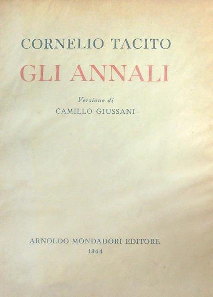 Gli  annali - Cornelio Tacito - copertina
