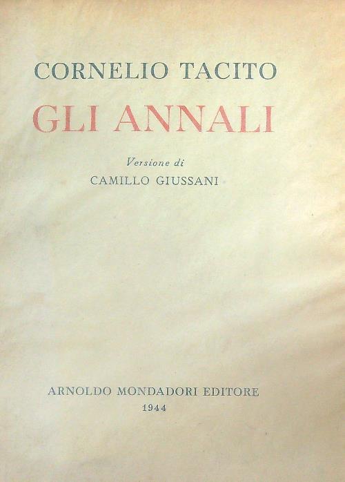 Gli  annali - Cornelio Tacito - copertina