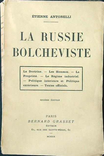 La Russie Bolcheviste - Etienne Antonelli - copertina