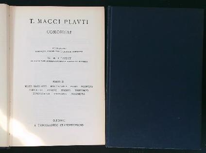 Comoediae 2 voll. - T. Macci Plauti - copertina