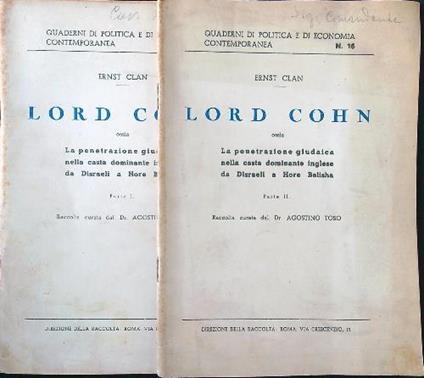 Lord Cohn 2 voll. - Ernst Clan - copertina