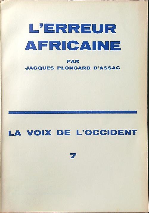La voix de l'occident n. 7/mars 1963 - Jacques Ploncard d'Assac - copertina