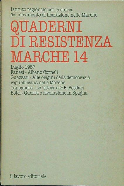 Quaderni di resistenza Marche 14 - copertina