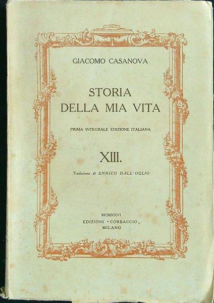 Storia della mia vita XIII - Giacomo Casanova - copertina