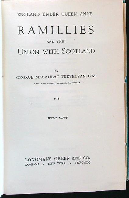 Ramillies and the union with Scotland - George Macaulay Trevelyan - copertina