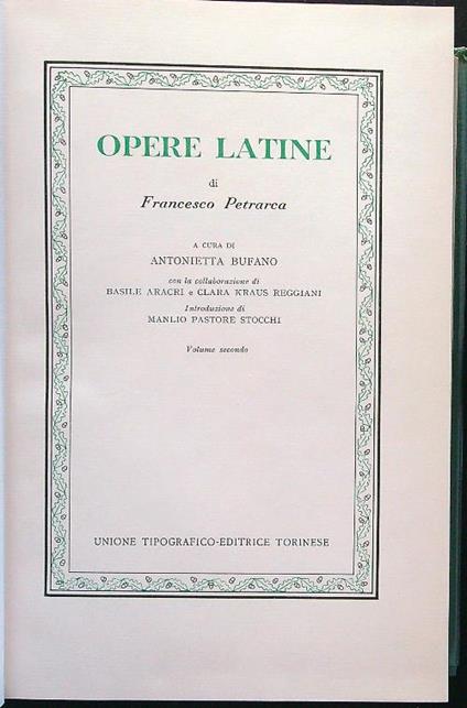 Opere latine volume secondo - Petrarca - copertina