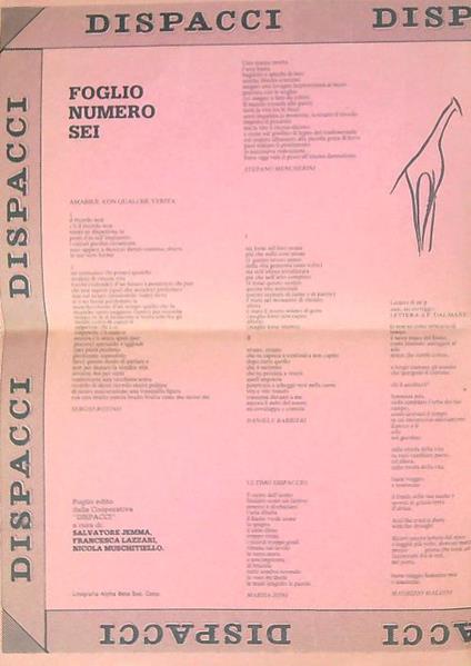 Dispacci. Foglio numero sei - copertina