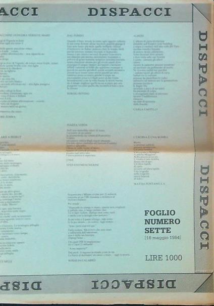 Dispacci. Foglio numero sette (1984) - copertina