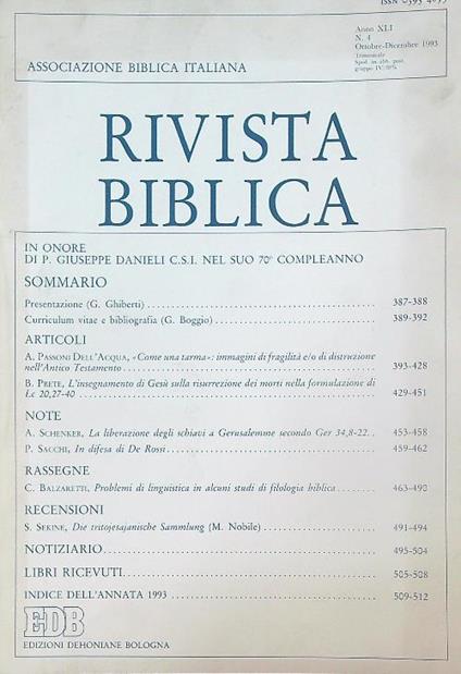 Rivista biblica 4/ ott-dic 1993 - copertina