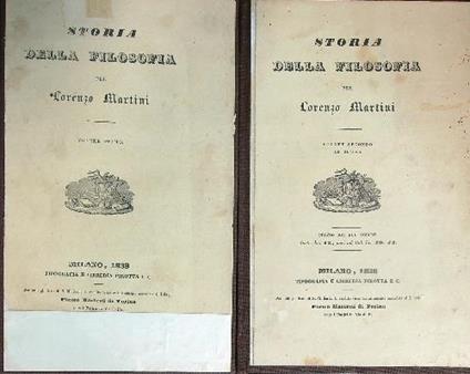 Storia della filosofia. 2vv - Lorenzo Martini - copertina