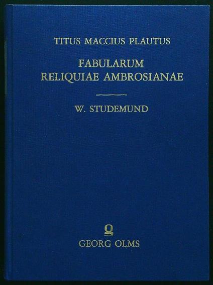 Fabularium reliquiae ambrosianae - Titus Maccius Plautus - copertina