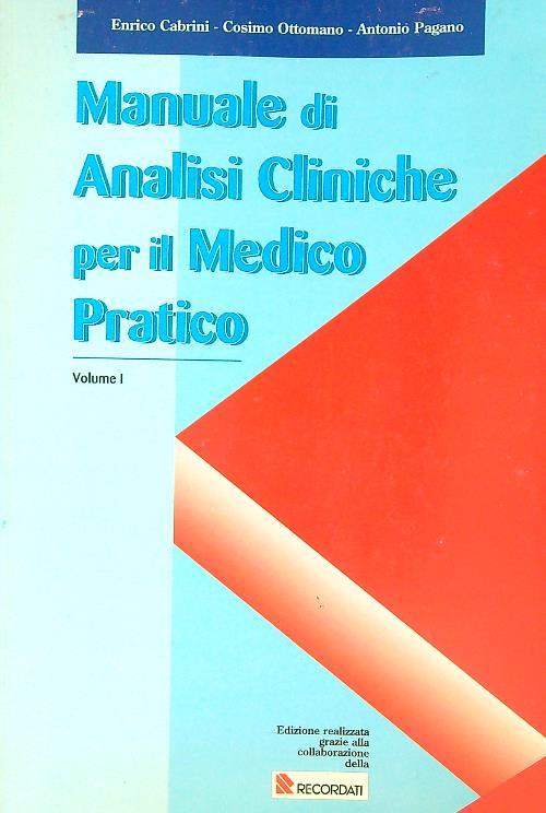 Manuale di Analisi cliniche per il medico pratico. Vol 1 - copertina