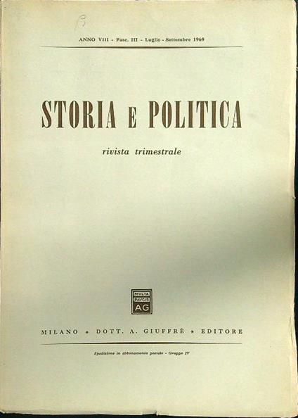 Storia e politica fasc III luglio-settembre 1969 - copertina