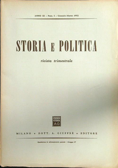 Storia e politica fasc I gennaio-marzo 1972 - copertina