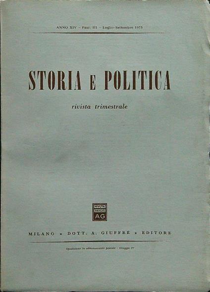 Storia e politica fasc III luglio-settembre 1975 - copertina
