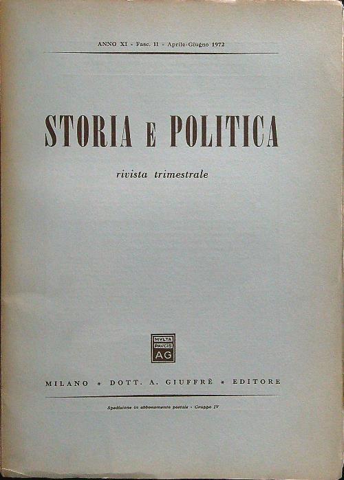 Storia e politica fasc II aprile-giugno 1972 - copertina
