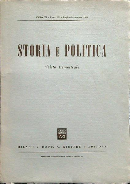 Storia e politica fasc III luglio-settembre 1972 - copertina