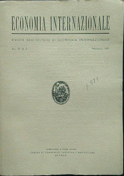 Economia internazionale vol. IV n.2 maggio 1951 - copertina